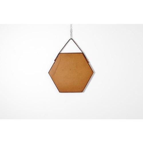 Mid-Century Hexagonal Teak Wall Mirror with Rope in the style of D. Cavalli, Italy, 1960s For Sale - Image 10 of 11