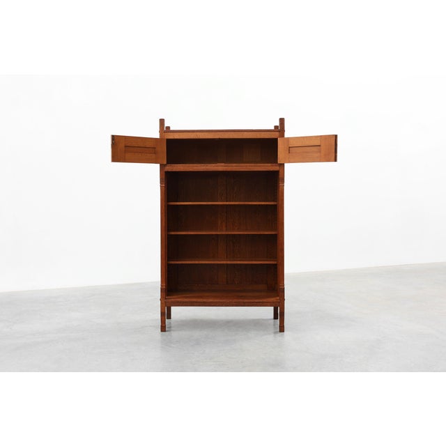Jugendstil Oak Bookcase with Adjustable Shelves, Netherlands, 1890s For Sale - Image 3 of 15