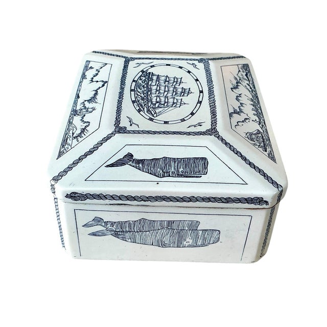 Vintage Faux Scrimshaw Beatrice Whaleship Trinket Jewelry Box Made in Great Britain For Sale - Image 4 of 12