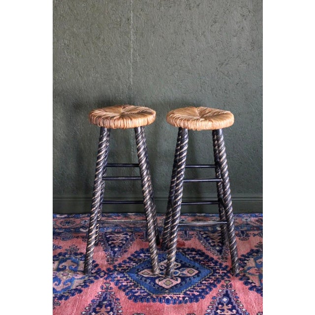1990s Barley Twist Black Painted Wooden Stools From the 1990s For Sale - Image 5 of 11