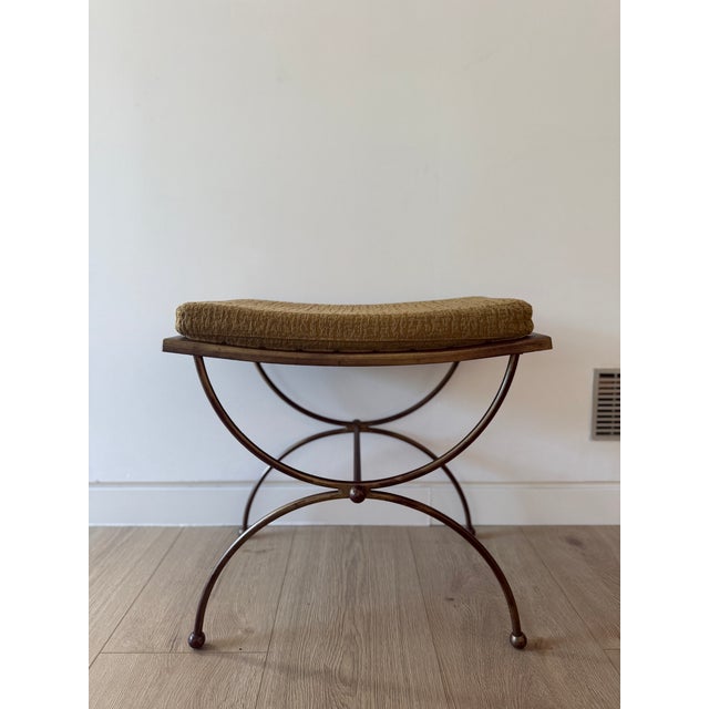 1960s Neoclassical Curule Stool in Patinated Metal, 1960s For Sale - Image 5 of 5