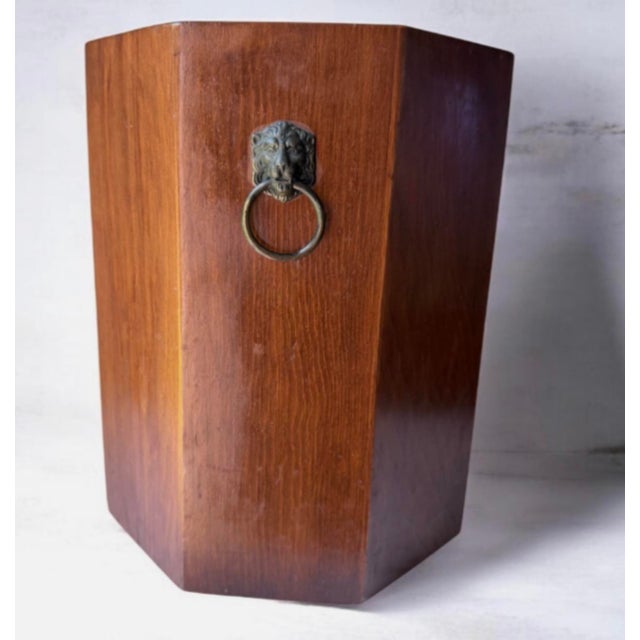 This vintage wood trash can wastebasket with a unique lion head decor is a charming addition to any room in your home. The...