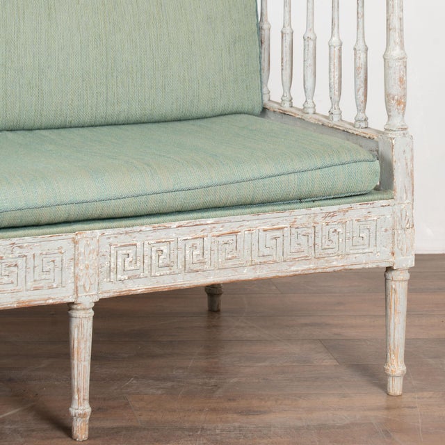 19th Century Swedish Gustavian Gray Painted Bench Settee For Sale - Image 12 of 13