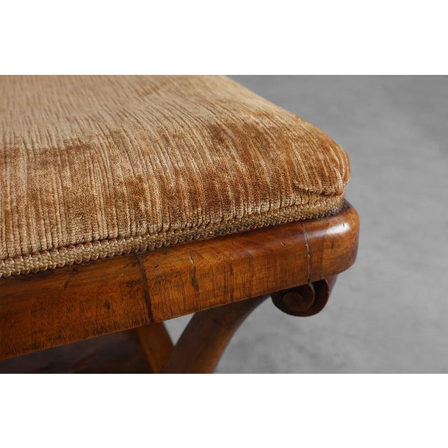 Art Deco Walnut Stools with Fabric, Italy, 1920s, Set of 2 For Sale - Image 10 of 12