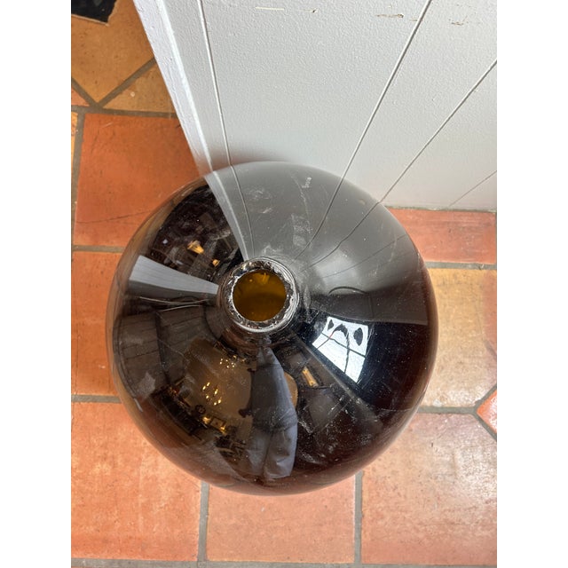 Glass Antique Large French Amber Glass Demijohn For Sale - Image 7 of 8