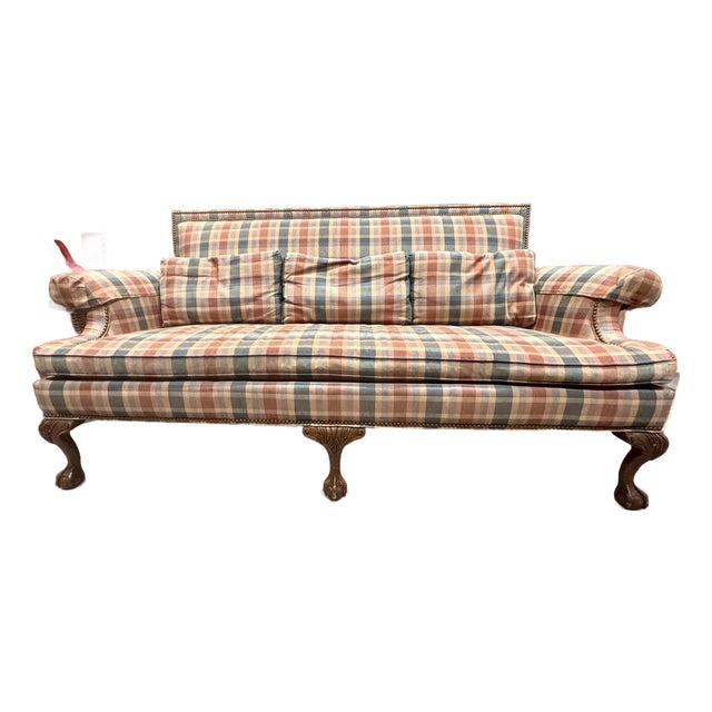 Vintage 1987 Drexel Heritage Clawfoot Sofa For Sale