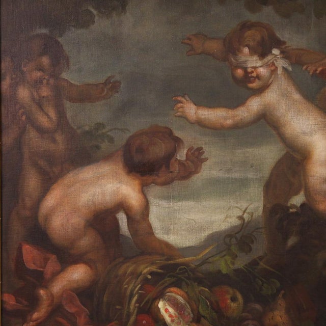 Mattia Traverso, Cherubs' Game, 1930, Oil on Canvas, Framed For Sale - Image 7 of 16