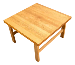 1960s Mid Century Danish Modern Side Coffee Table End Square Solid White Oak Wood MCM