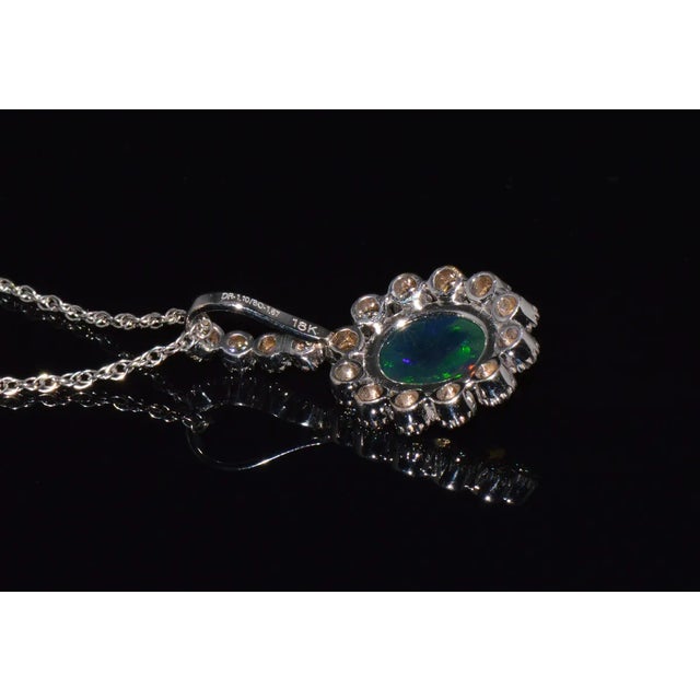 Certified Natural 2.77CTS VS F Diamond Black Opal 18K Solid Gold Pendant Necklace For Sale - Image 9 of 10