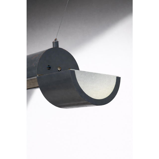 1970s Large Vintage Industrial Italian Metal Pendant Lamp, 1970s For Sale - Image 5 of 14