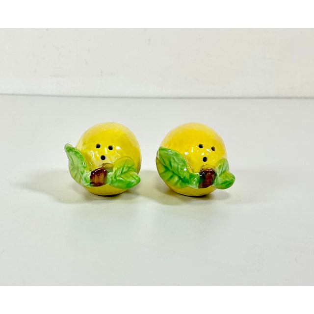 1970s Vintage Italian Mediterranean Hollywood Regency Lemon Salt & Pepper Shakers - A Pair For Sale - Image 9 of 15