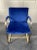 1980s Brueton Brass and Blue Velvet "Ghia" Chairs by Charles Gibilterra, Set of 4 For Sale In Palm Springs - Image 6 of 12