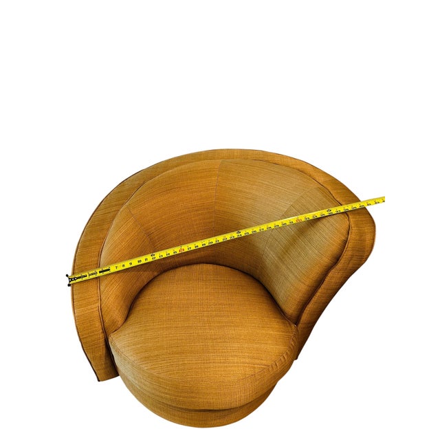 2010s Pair of Schnadig for Havertys Contemporary Barrel Swivel Chairs in Toasted Maize Made in UsA For Sale - Image 5 of 14