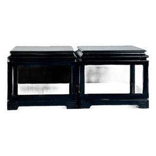 Vintage Ralph Lauren Chinoiserie Black Lacquered Side Tables - A Pair For Sale