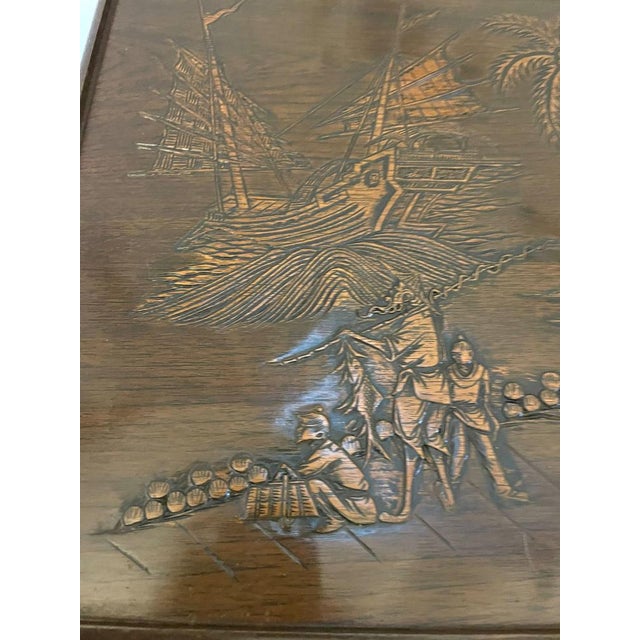 Antique Carved Teak Nesting Tables, 1920, Set of 3 For Sale - Image 6 of 16