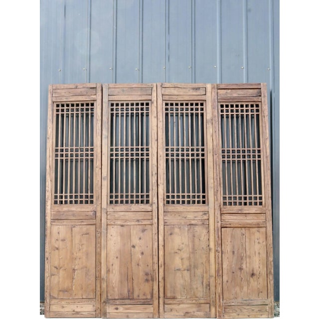 Late 19 Century Antique Chinese Lattice Screen Door - a Set of 4 Screen Panel For Sale In Greensboro - Image 6 of 7