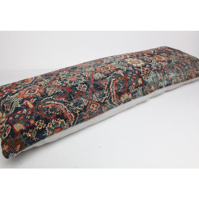 Tribal Antique Navy Blue Persian Rug Pillow Cover -16'' X 44'' For Sale - Image 3 of 11