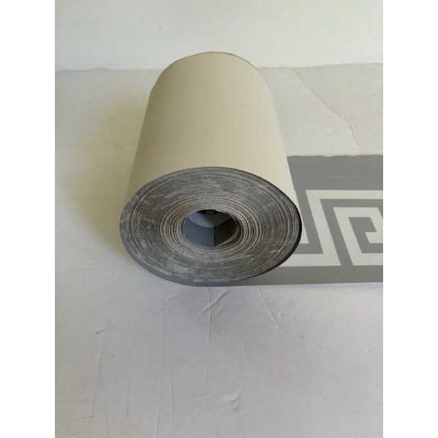 1980s Greek Key Brunschwig & Fils Wallpaper Border in Silver For Sale - Image 4 of 4