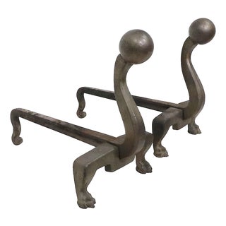 Early 20th Century Pair Arts and Crafts Andirons For Sale