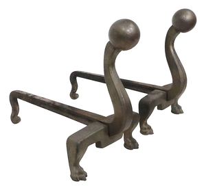 Early 20th Century Pair Arts and Crafts Andirons