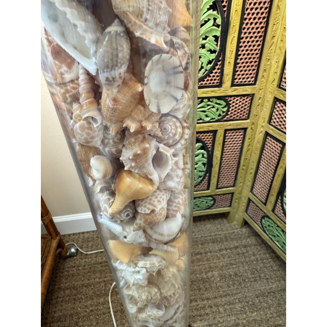 Vintage Lucite Floor Lamp With Natural Seashells | Chairish