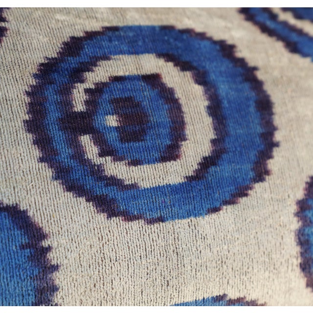 Mid-Century Modern Contemporary Handmade Blue Velvet Throw Pillow and Down Feather Insert For Sale - Image 3 of 10