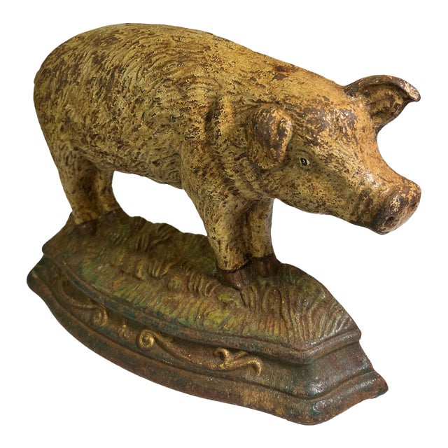 Vintage Cast Iron Pig Doorstop For Sale