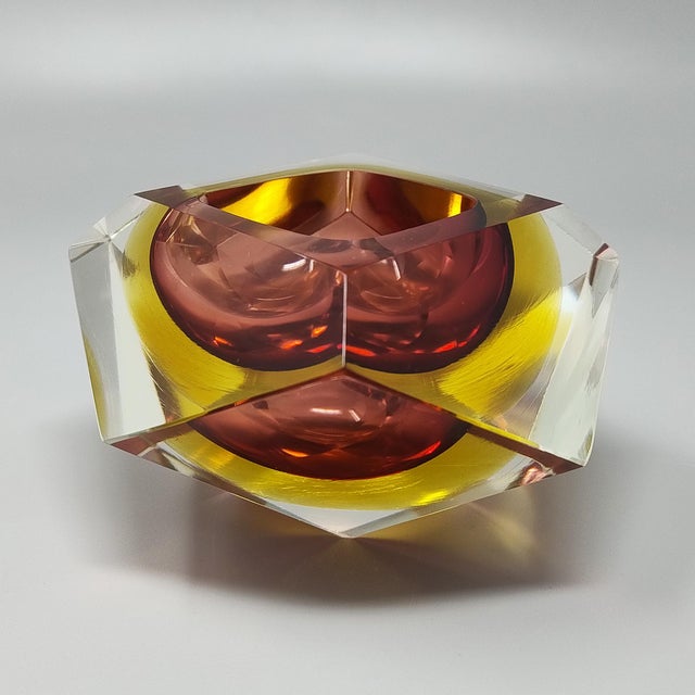 Vintage Italian Amber and Yellow Ashtray by Flavio Poli for Seguso, 1960s For Sale - Image 6 of 6