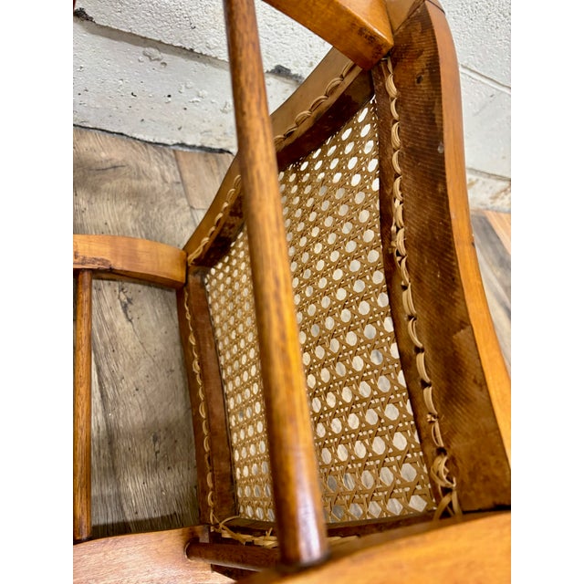 Antique Carved Walnut Ladderback Cane Seat Carved Dining Chairs - Pair For Sale - Image 11 of 11