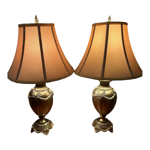 Early 21st Century Stiffel Brass Neoclassical Urn Table Lamps - a Pair For Sale