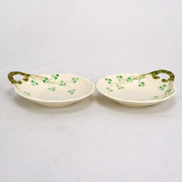 Belleek Shamrock Basketweave Irish Tea Serving Set 6th Green Mark For Sale - Image 15 of 18