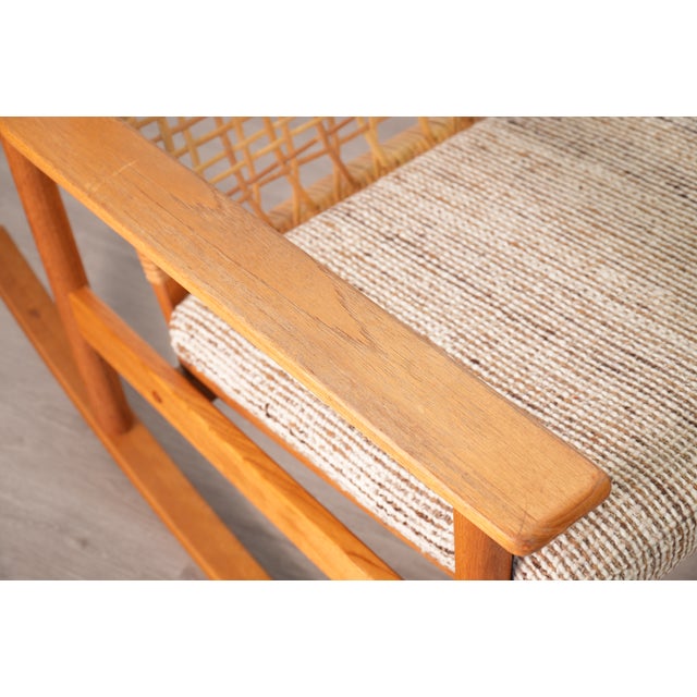 Wood 1960s Attributed to Hans Olsen for Juul Kristensen Model 532-a Teak and Cane Rocking Chair - Denmark For Sale - Image 7 of 9