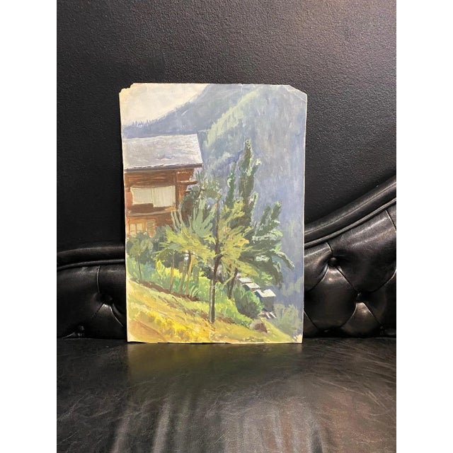 Modern Isaac Charles Goetz, Arbres et Mazot, 1960s, Gouache For Sale - Image 3 of 6