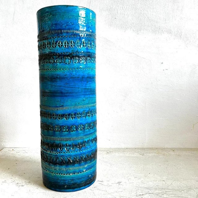 Vintage Rimini Blue Ceramic Vase by Aldo Londi For Sale - Image 5 of 5