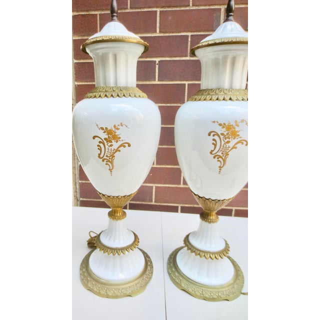 Bronze Early 20th Century Sevres Porcelain and Gilt Bronze Mounted Louis XV Lamps- A Pair of 2 For Sale - Image 8 of 13
