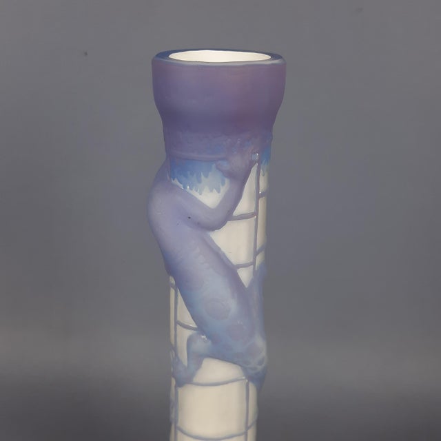 Art Nouveau Style Etched Glass Vase with Lizard in Relief, 1970s For Sale - Image 3 of 11