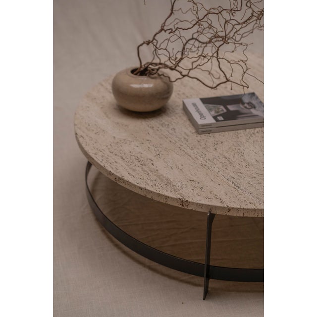 Metal Large Vintage Travertine Coffee Table, 1970s For Sale - Image 7 of 13