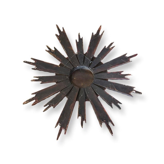 Italian Antique Italian Gilded Wood Sunburst Mirror For Sale - Image 3 of 4