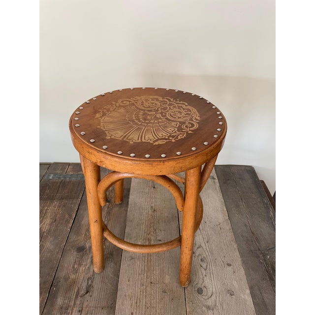 Tan Antique Art Nouveau Cafe Stool, 1890s For Sale - Image 8 of 8