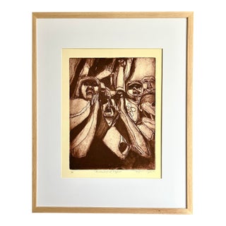 Expressionist Sureal Etching “Unidentified Object” by Margaret Singer For Sale