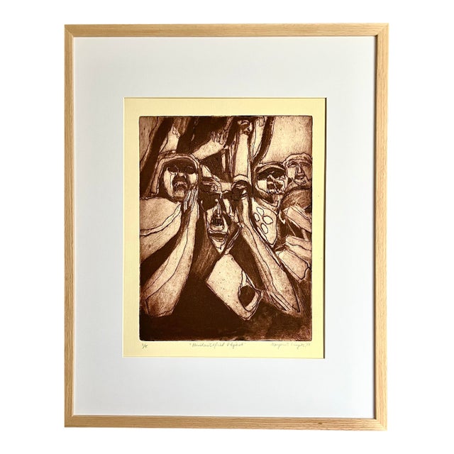 Expressionist Sureal Etching “Unidentified Object” by Margaret Singer For Sale