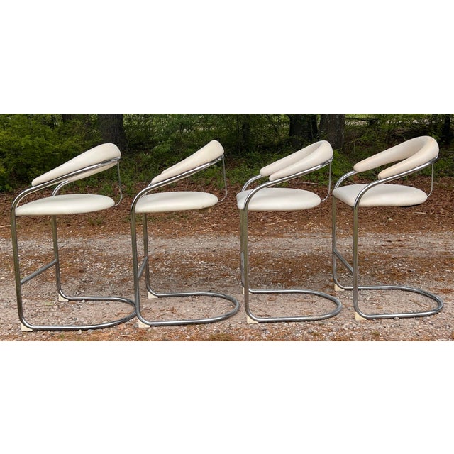 Thonet Mid 20th Century BauHaus Ss33 Cantilevered Counter Height Barstools by Anton Lorenz for Thonet - Set of Four For Sale - Image 4 of 12