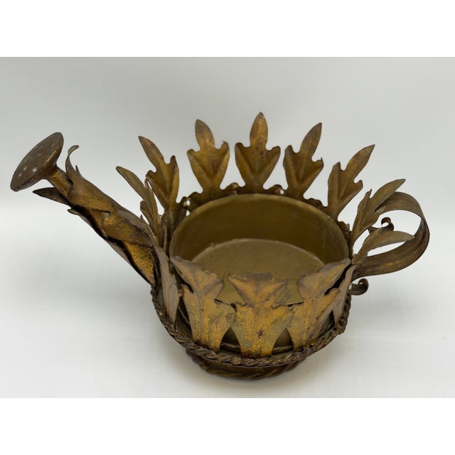 Metal Vintage Italian Tole Watering Can Cachepot For Sale - Image 7 of 10