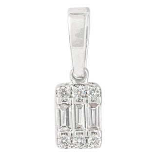 Baguette & Round Cut Channel Set Diamond Modern Pendant in 14k White Gold For Sale