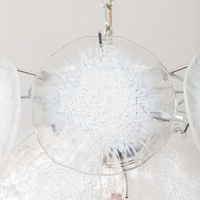 1970s Vistosi Murano 18 Glass Disc Chandelier Fiocchi Di Neve, Italy, 1970s For Sale - Image 5 of 18