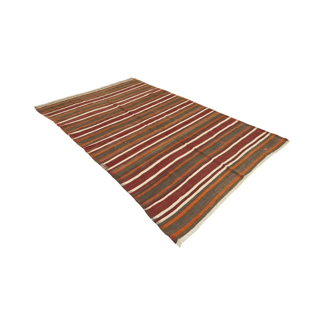 Traditional Striped Vintage Turkish Kilim Rug For Sale - Image 3 of 7