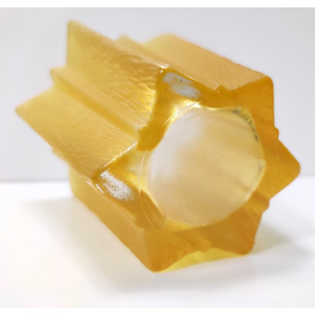 Art Deco Star Shaped Yellow Glass Vase by Pierre Davesn for Daum, 1940s For Sale - Image 9 of 13