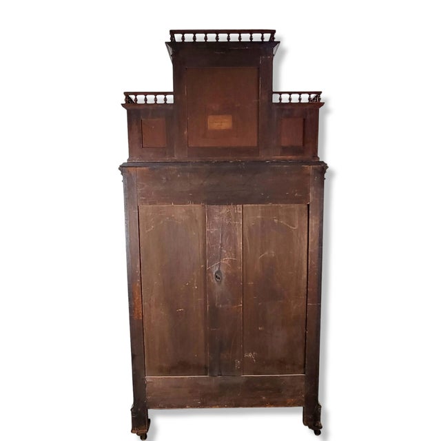 Kimbel & Cabus Gothic Revival Walnut Tall Chest With Mirror 84" For Sale - Image 14 of 18