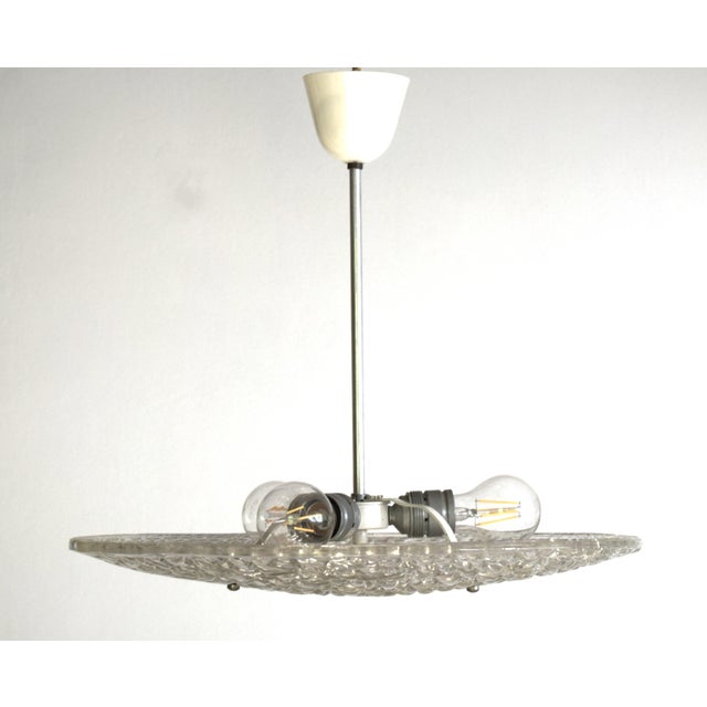 Mid-Century Modern Pendant Lamp in Textured Glass by J.T. Kalmar, 1950s For Sale - Image 3 of 9