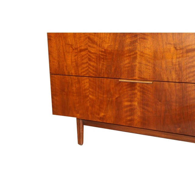 Wood John Stuart Mid Century Highboy Walnut Dresser For Sale - Image 7 of 13